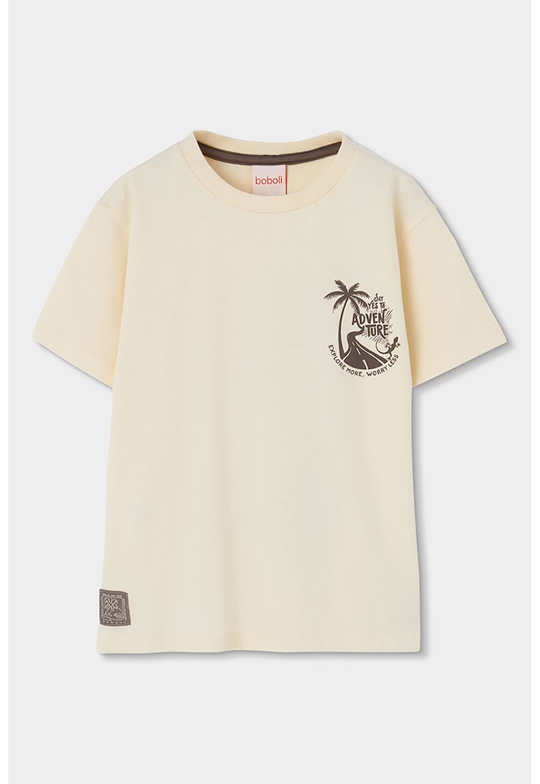 Tricou cu imprimeu tropical pe partea din spate - Maro/Bej