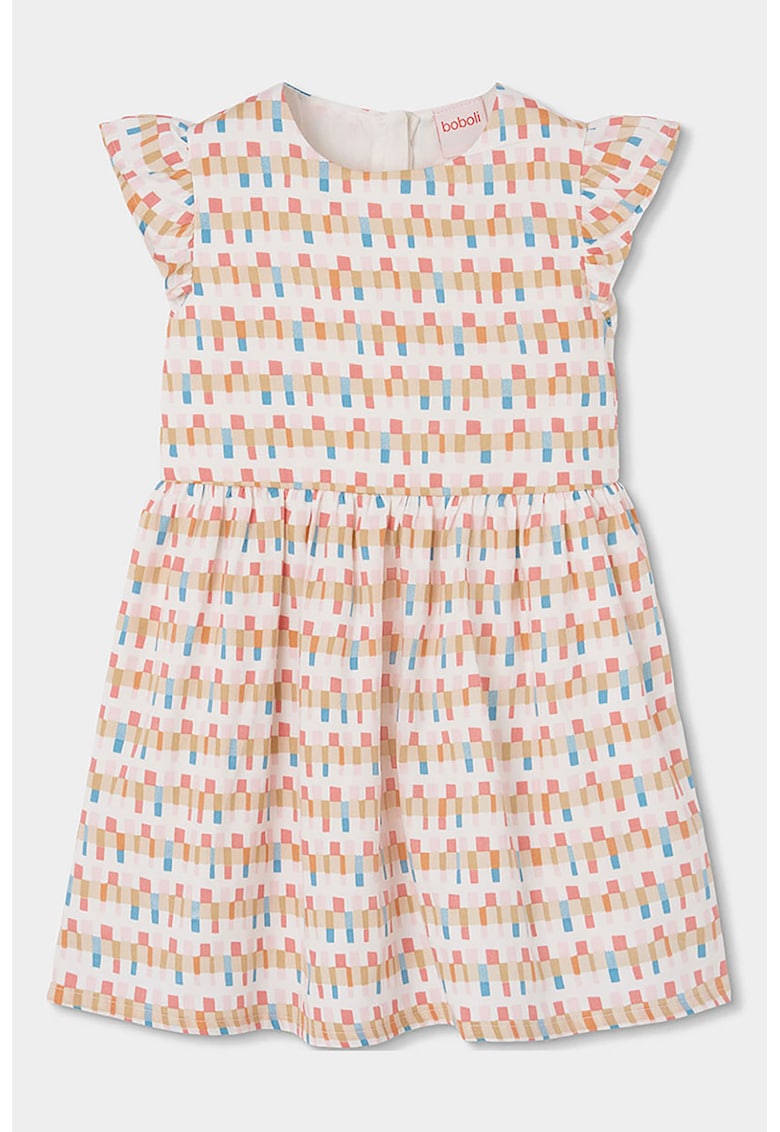 Rochie din bumbac cu imprimeu geometric - Roz pastel/Bej