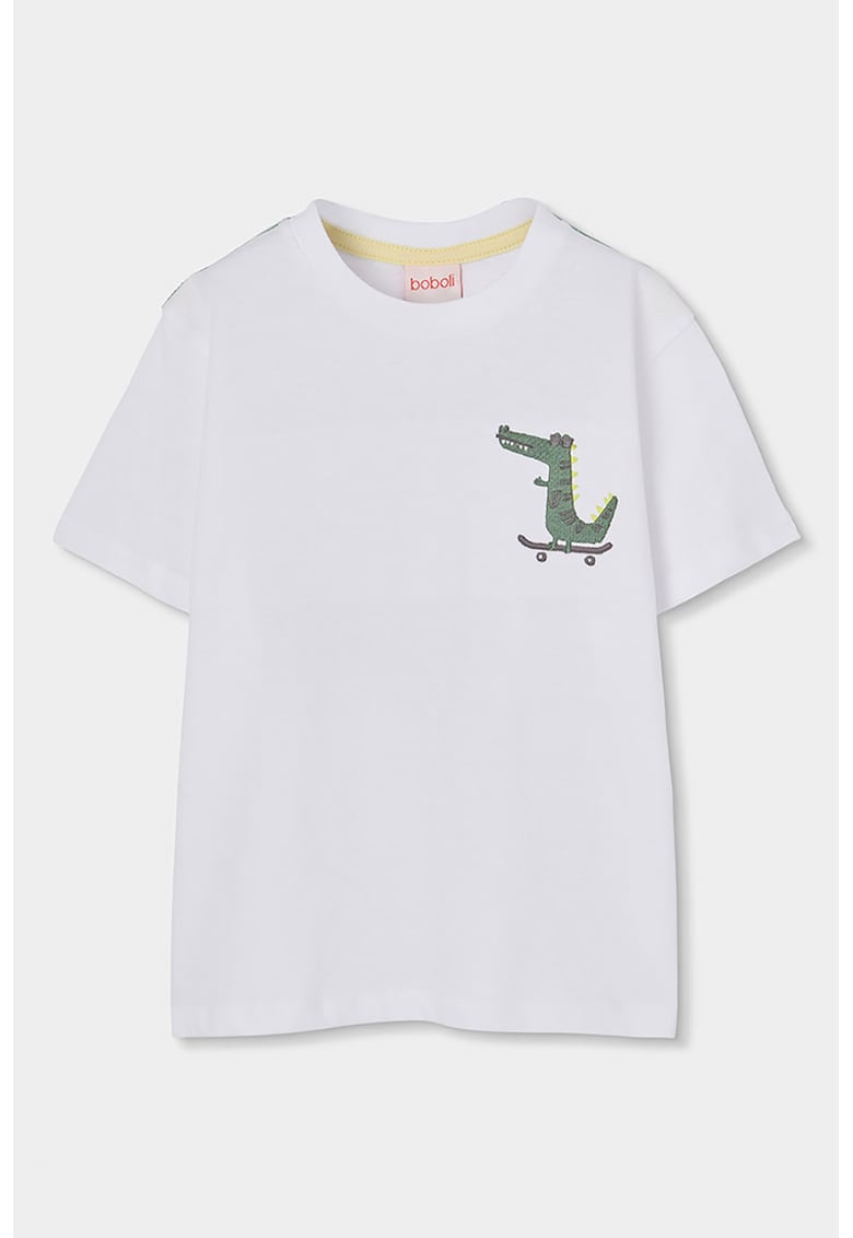 Tricou din bumbac cu imprimeu cu crocodili - Alb/Verde