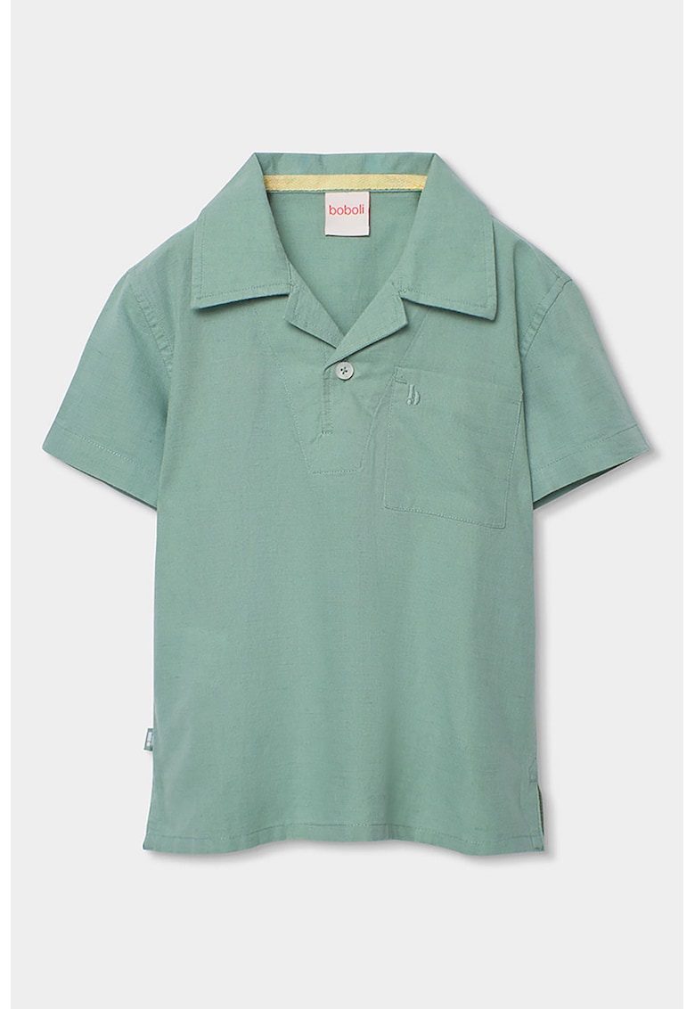 Tricou polo din amestec de in - Verde deschis
