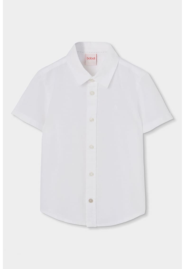 Camasa cu maneci scurte si model uni - Alb