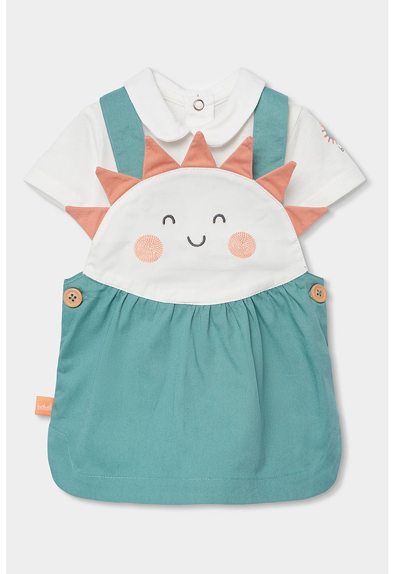 Set de sarafan si body - Alb/Portocaliu persan/Verde persan