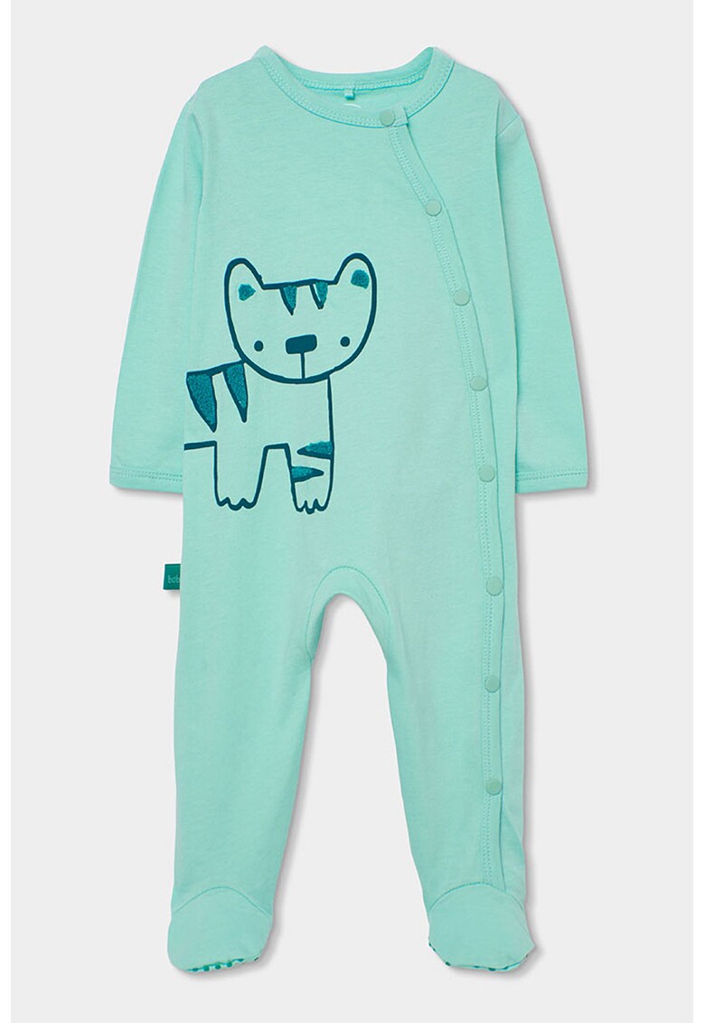 Salopeta de bumbac cu imprimeu si botosei - Verde menta