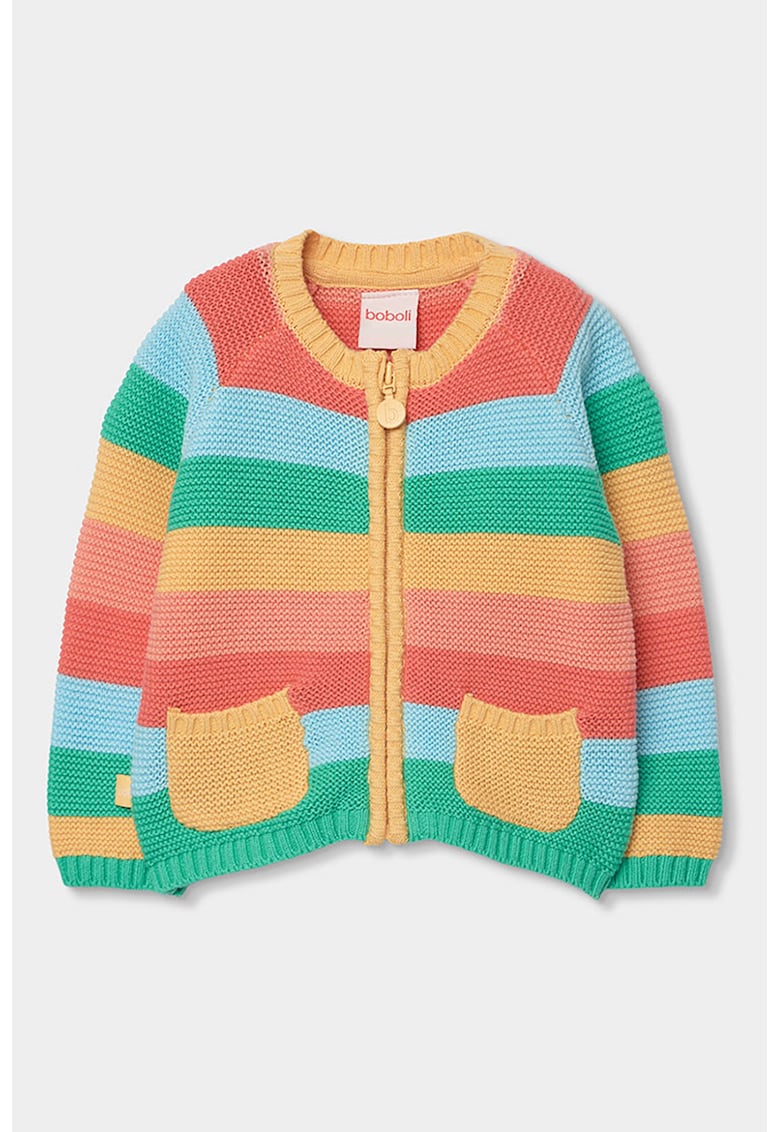 Cardigan cu fermoar si dungi - Multicolor
