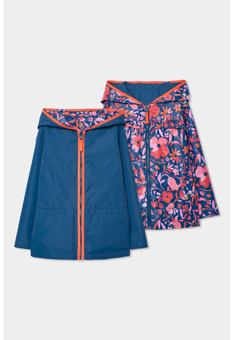 Jacheta reversibila cu gluga - Portocaliu/Albastru inchis/Roz