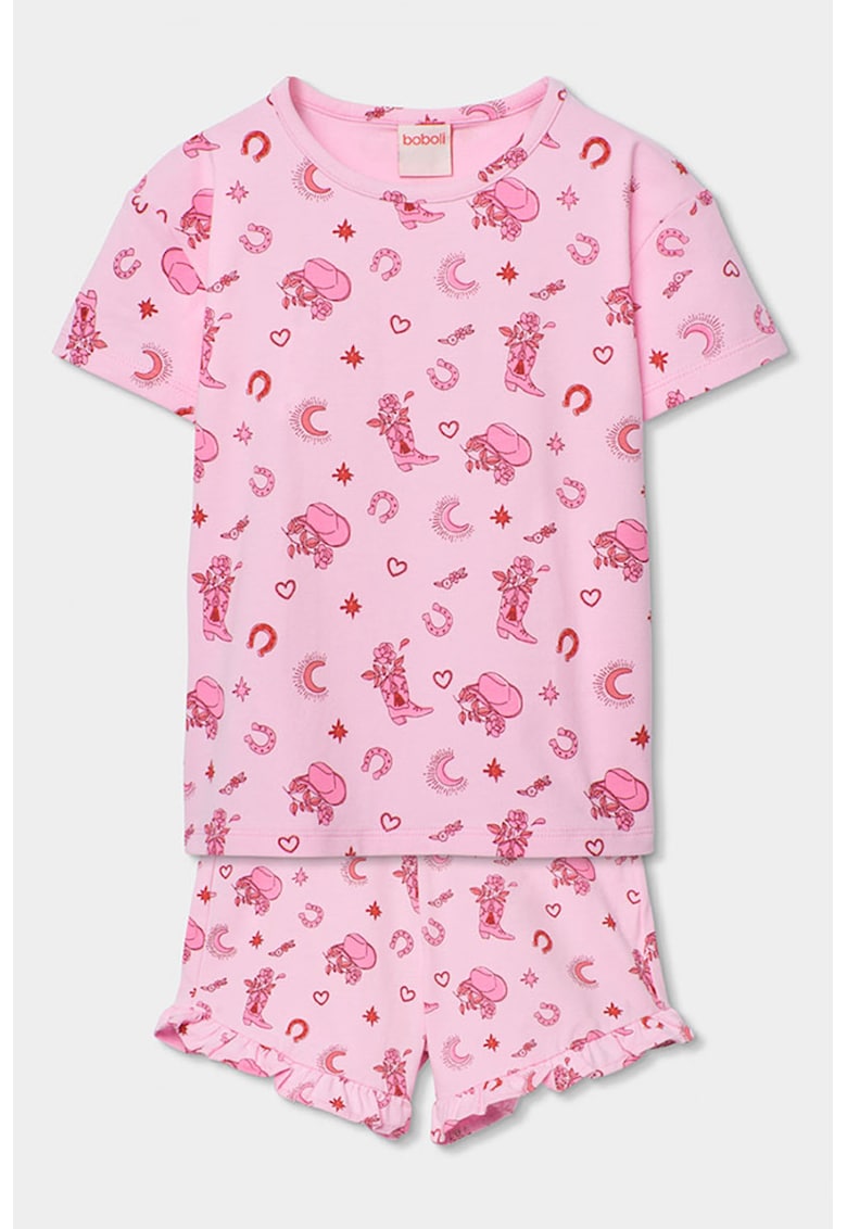 Pijama scurta cu imprimeu - Roz pastel