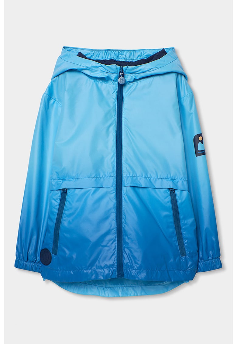 Haina de ploaie cu buzunare cu fermoar - Albastru deschis