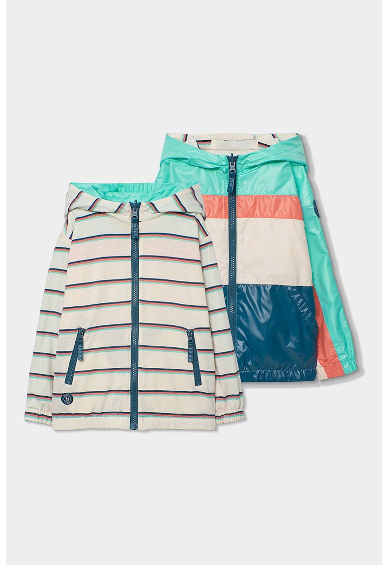 Haina de ploaie reversibila - Alb fildes/Turcoaz/Bleumarin