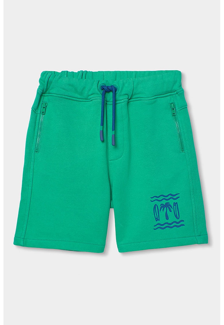 Pantaloni scurti cu snur si buzunare cu fermoar - Verde