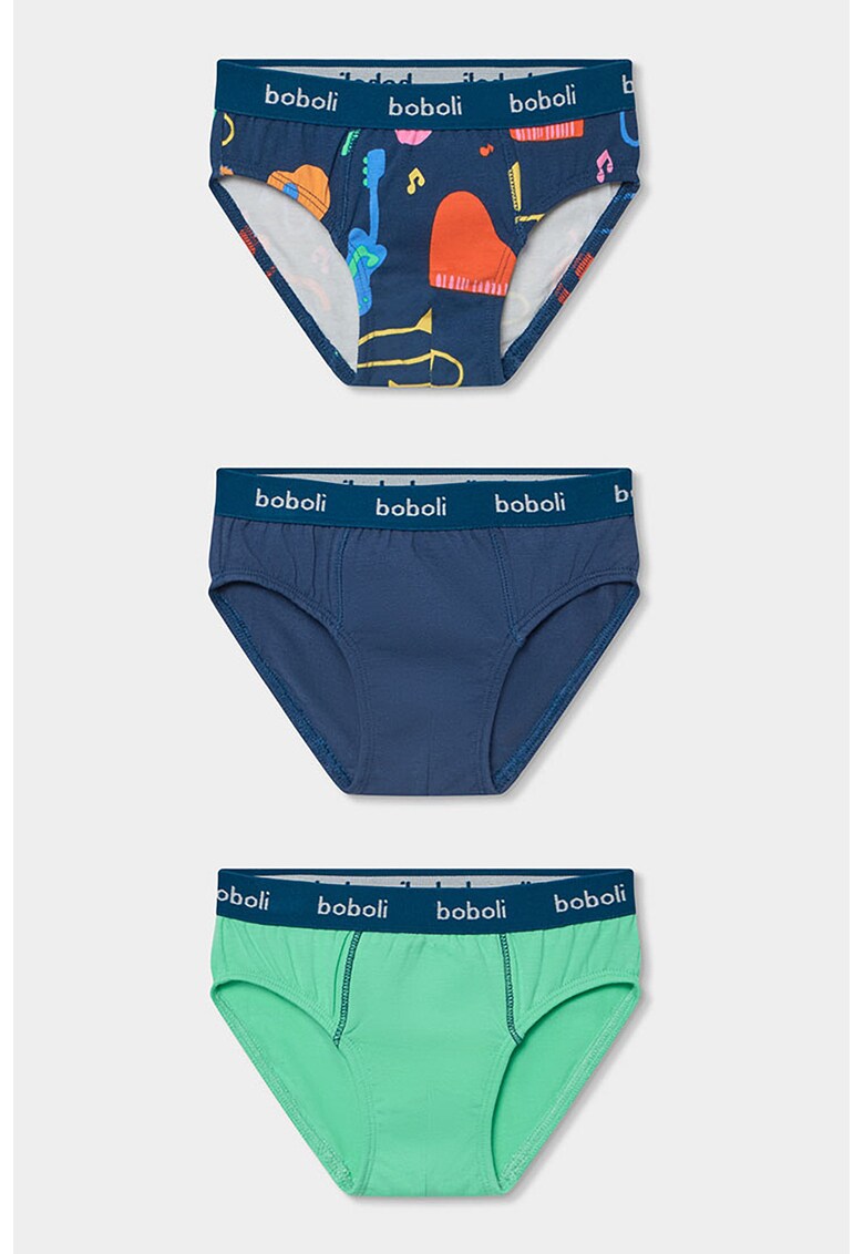 Set de chiloti din amestec de bumbac - 3 perechi - Verde/Bleumarin