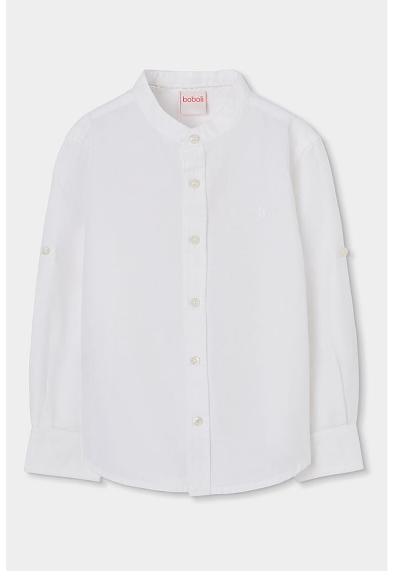 Camasa din amestec de in cu guler Mao - Alb murdar