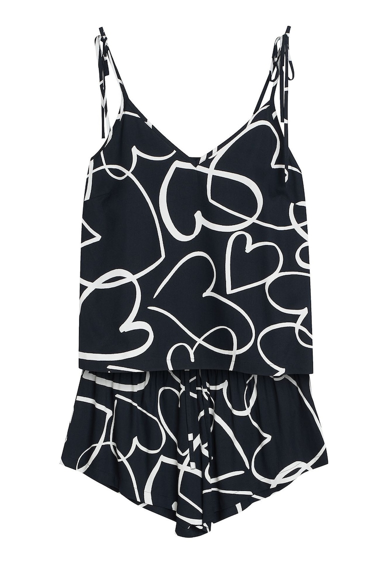 Pijama dama - Negru-alb - inimioare - Paris - Inimioare