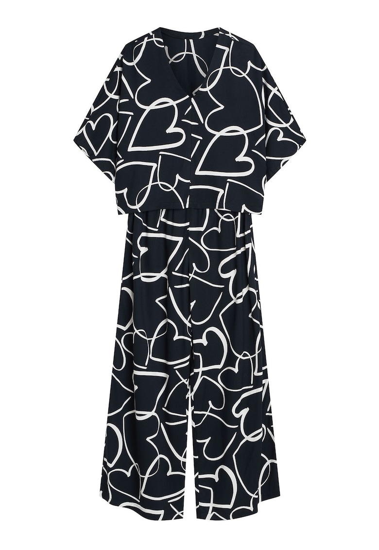 Pijama dama - Negru-alb - inimioare - oversize - Paris - Inimioare