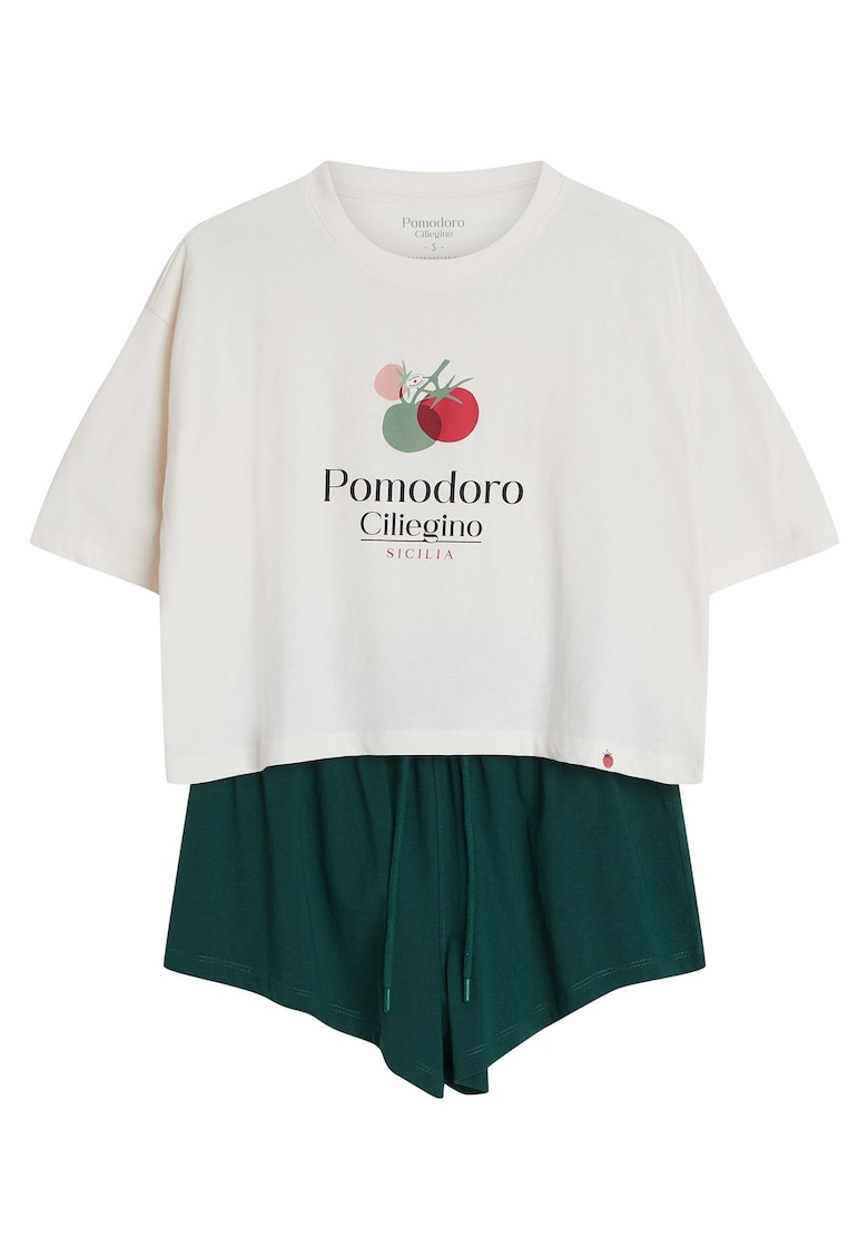 Pijama dama - Alb crem-verde - Dessie - Uni
