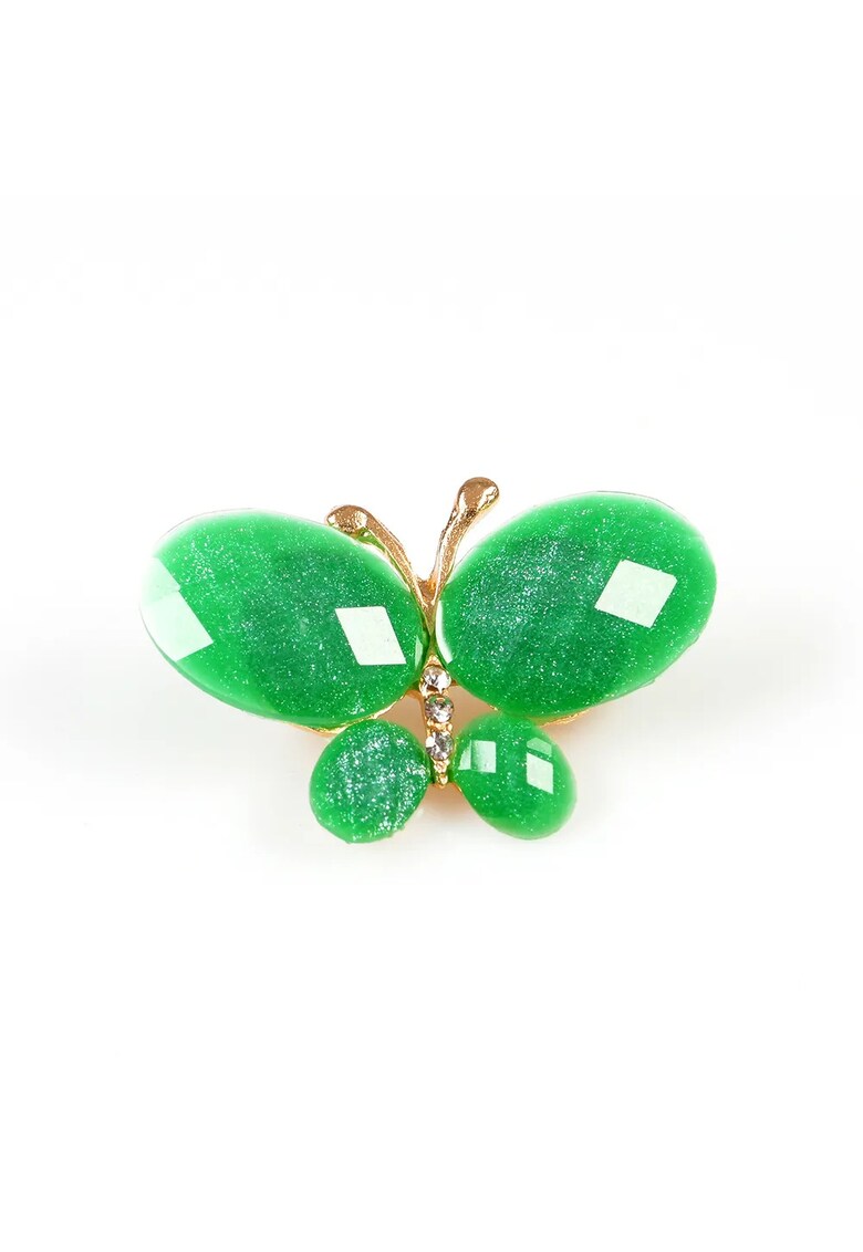 Brosa martisor fluture verde cu sclipici