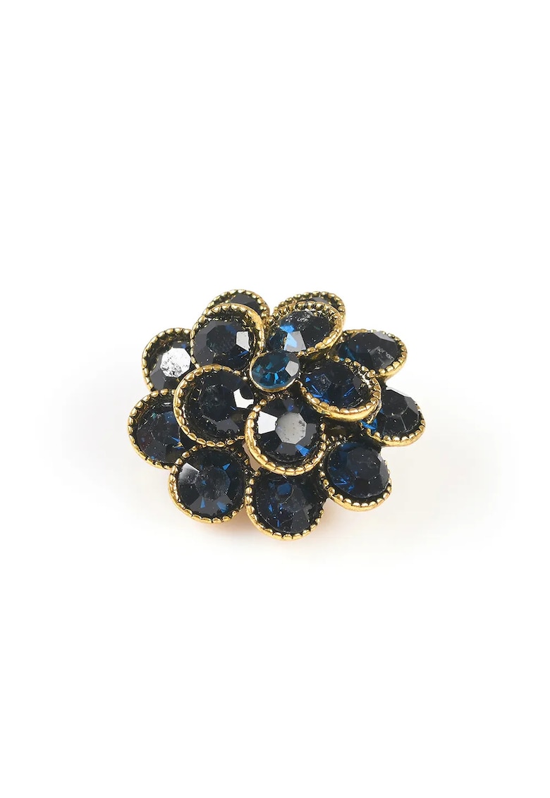 Brosa martisor floare cu pietre negre