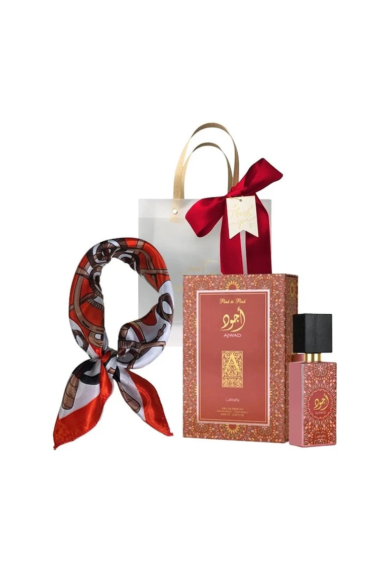 Set Ajwad Pink To Pink Apa de Parfum - Femei - 60 ml + Esarfa satinata + Punga cadou