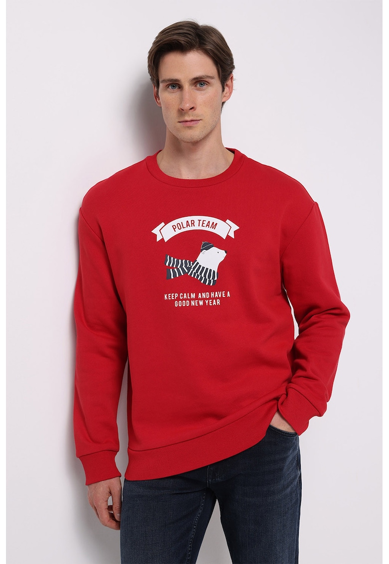 Bluza de trening cu imprimeu grafic frontal - Rosu -