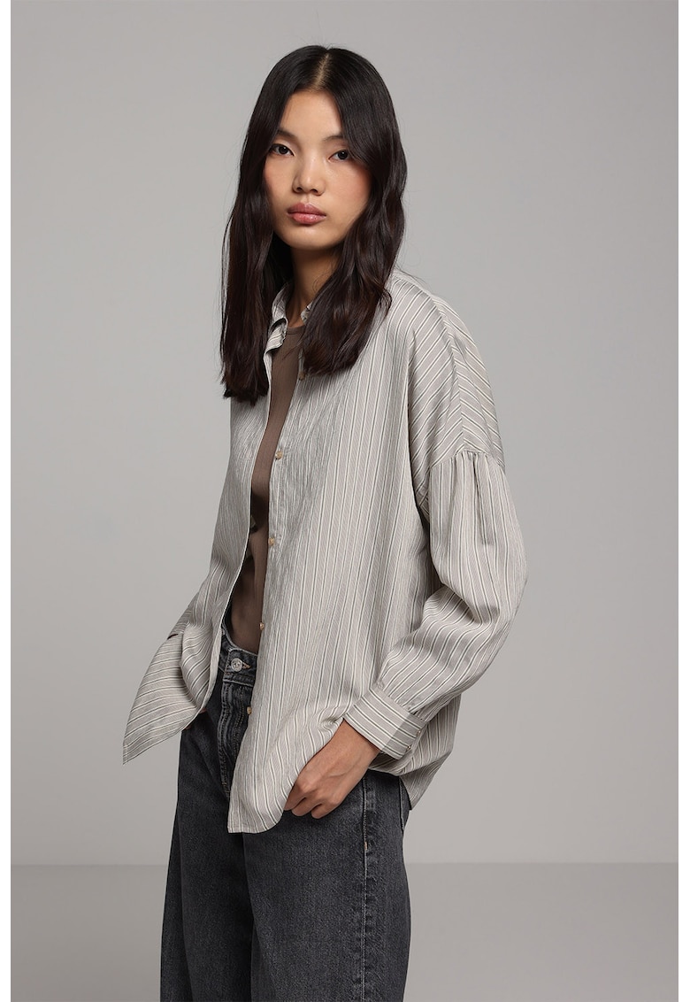 Camasa in dungi cu maneci cazute - Bej -