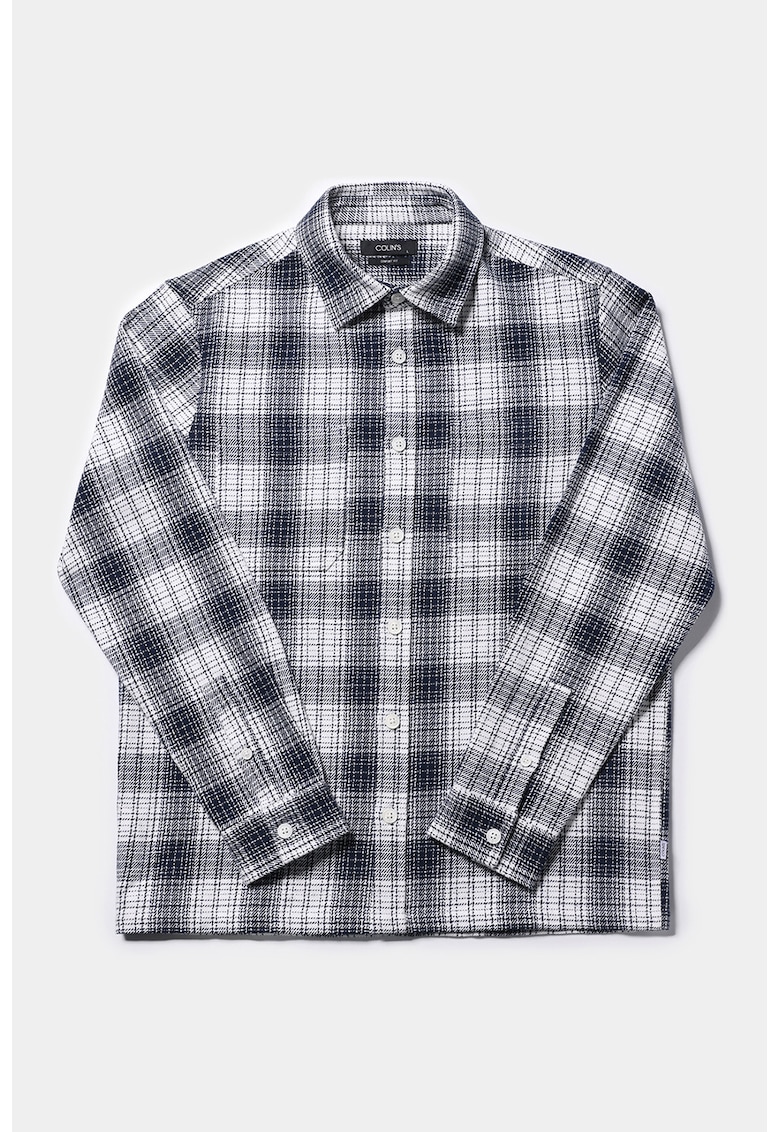 Jacheta-camasa regular fit in carouri - Alb/Albastru ultramarin