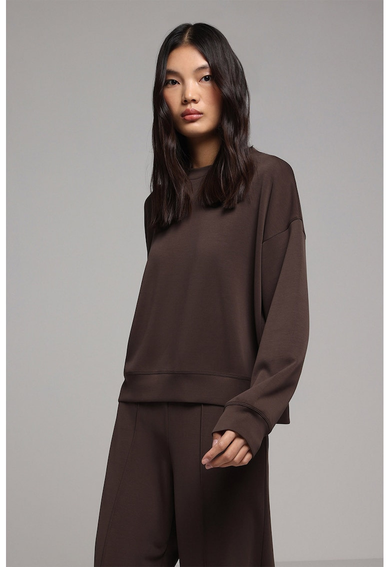 Bluza de trening uni din amestec de modal - Maro