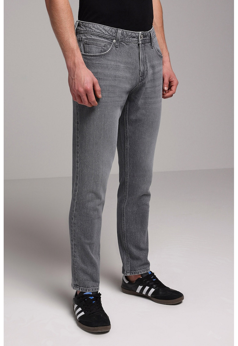 Blugi slim fit cu talie medie - Gri cenusiu