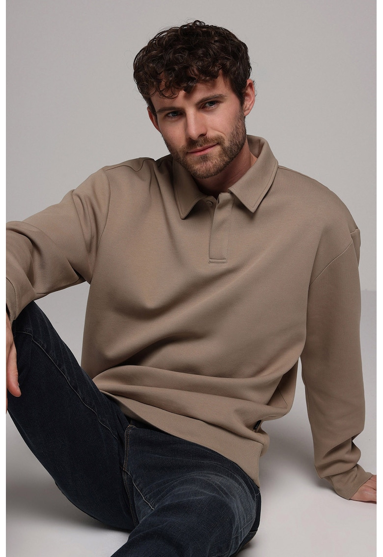 Bluza polo uni - Maro taupe deschis