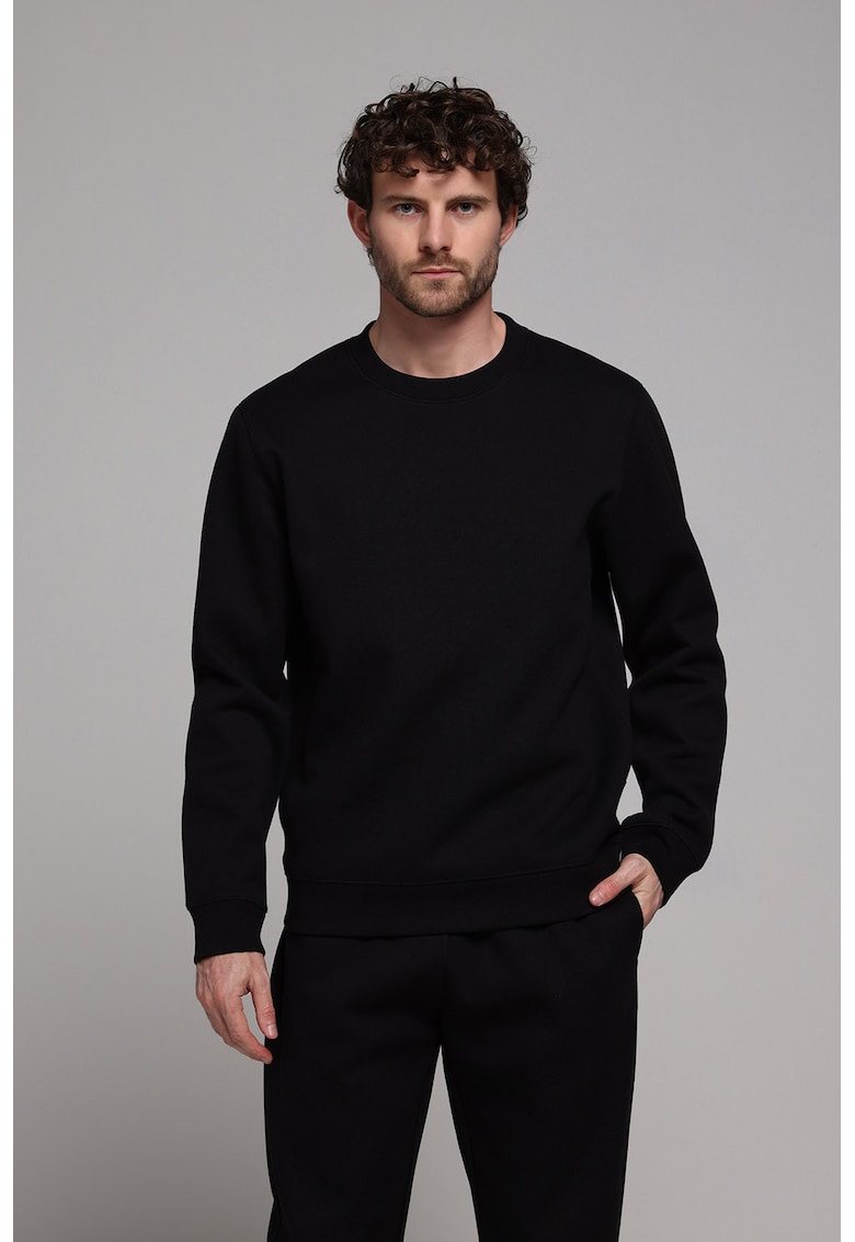 Bluza de trening uni cu decolteu la baza gatului - Negru