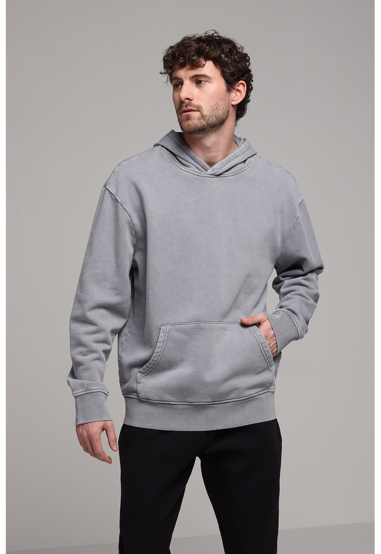 Hanorac uni cu buzunar kangaroo - Gri cenusiu
