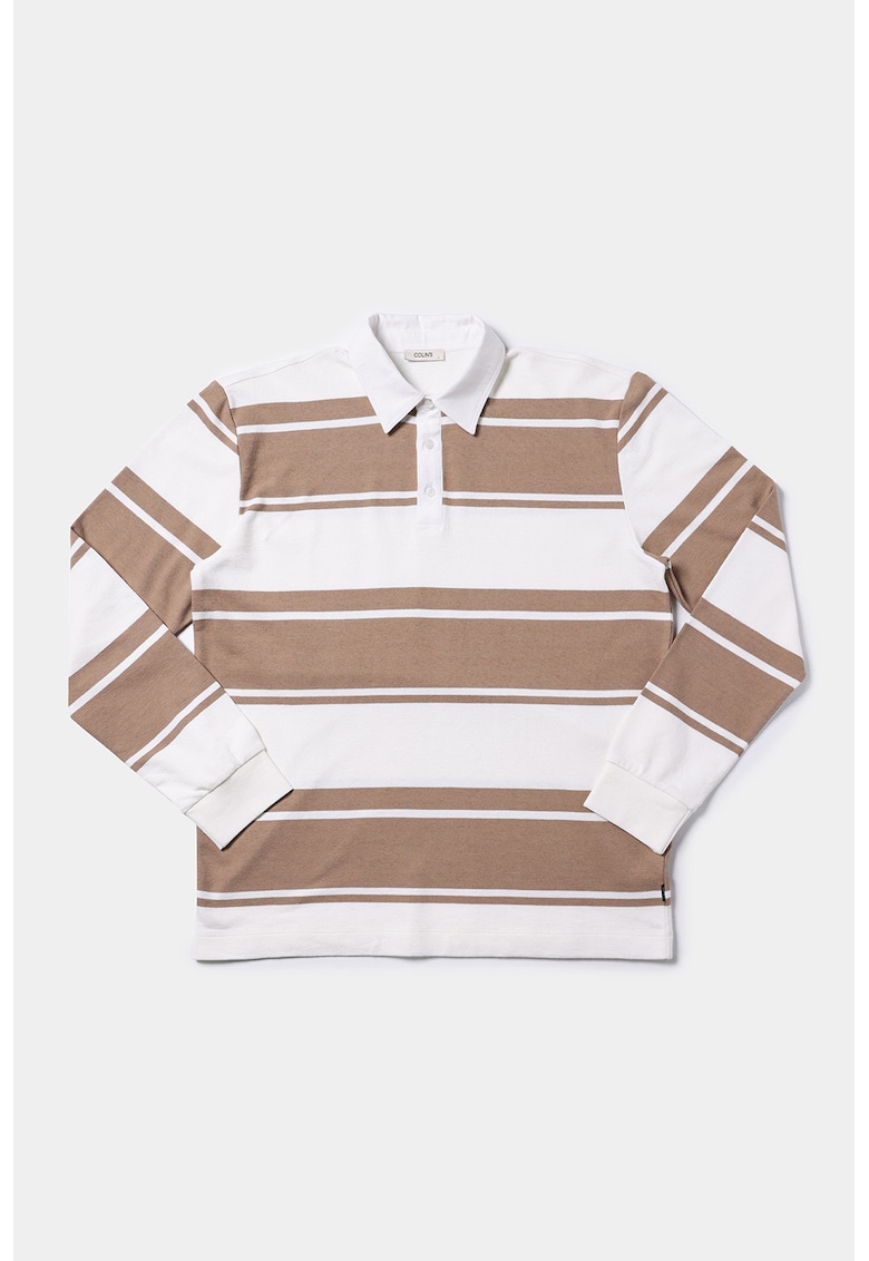 Bluza polo cu dungi - Alb/Bej