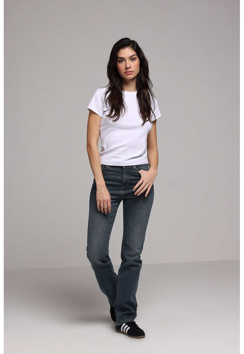 Blugi regular fit cu talie medie - Albastru petrol