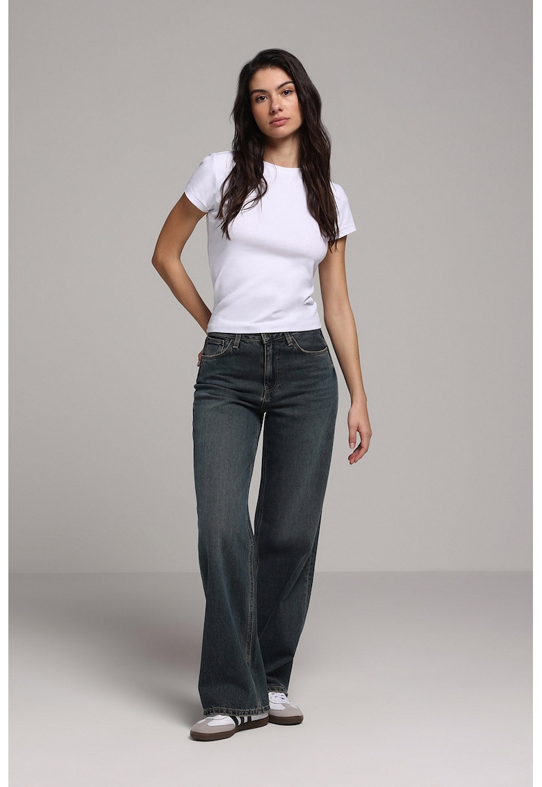 Blugi bootcut cu 5 buzunare - Albastru petrol