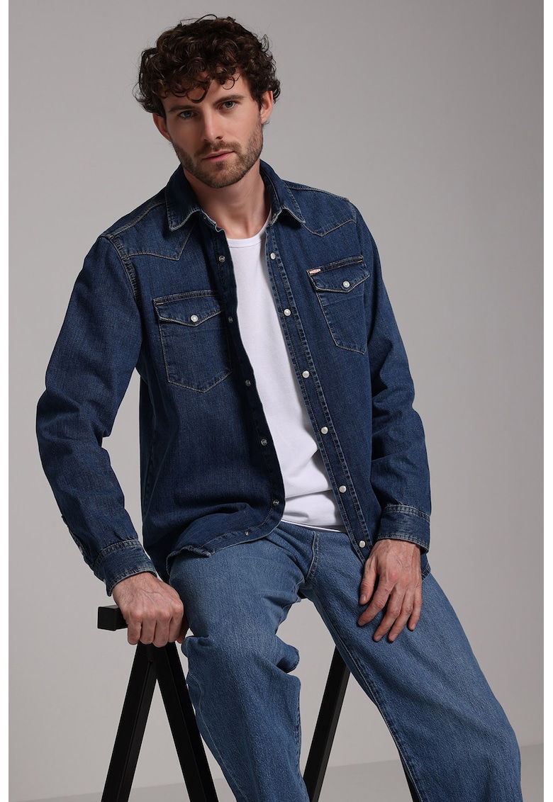 Camasa regular fit din denim - Albastru inchis