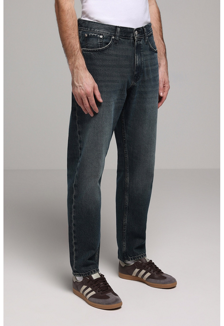 Blugi conici cu talie medie - Albastru inchis