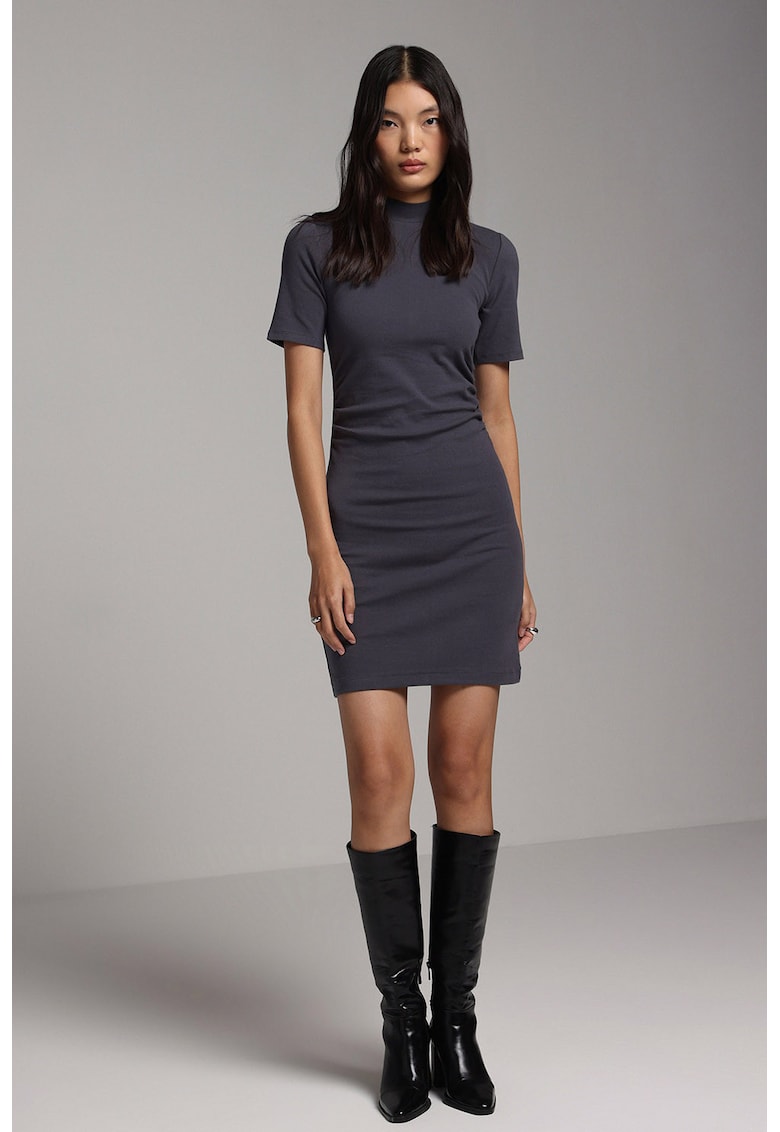 Rochie scurta slim fit cu volane laterale - Violet