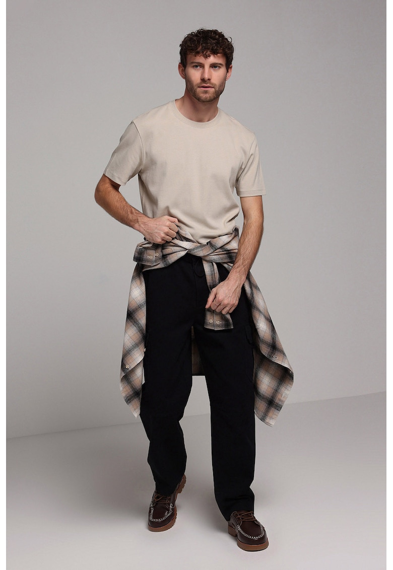 Tricou uni de bumbac - Bej deschis