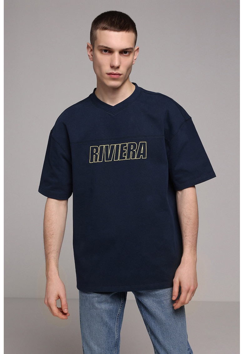 Tricou de bumbac cu imprimeu - Bleumarin