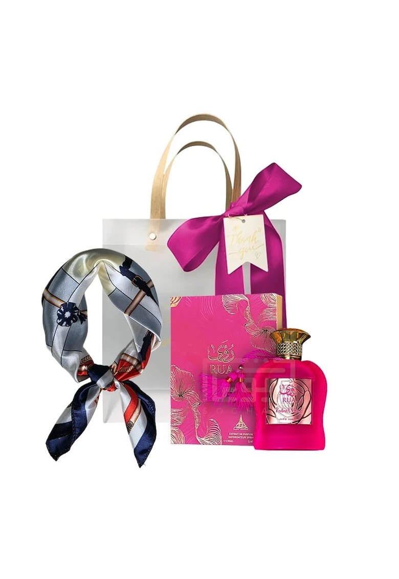 Set Rua Radiant Roses Apa de Parfum - Femei - 100 ml + Esarfa satinata + Punga cadou