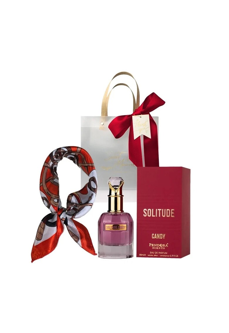 Set Solitude Candy Pendora Scents - Apa de Parfum - Femei - 80 ml + Esarfa satinata + Punga cadou