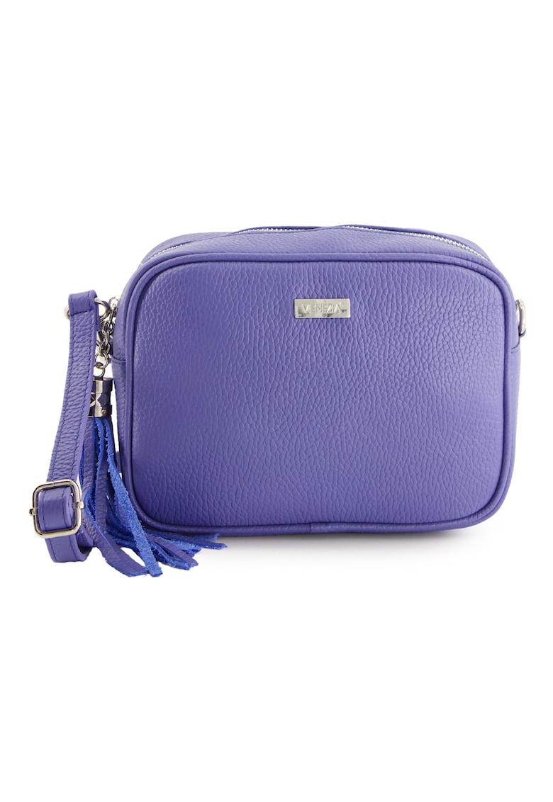 Geanta crossbody din piele naturala cu logo aplicat