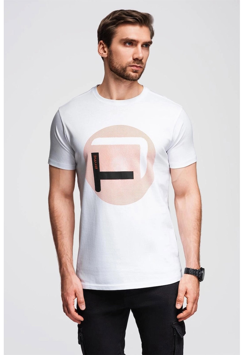 Tricou regular fit cu imprimeu grafic - Alb