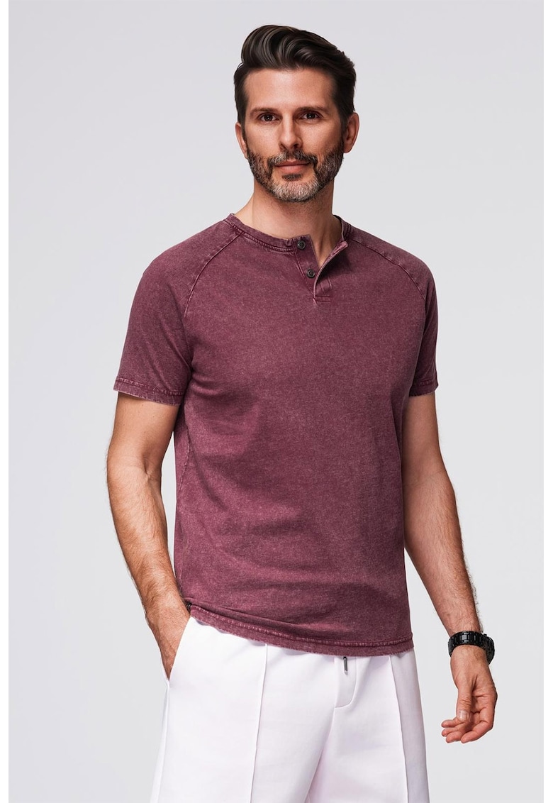 Tricou din bumbac cu maneci raglan - Rosu capsuna