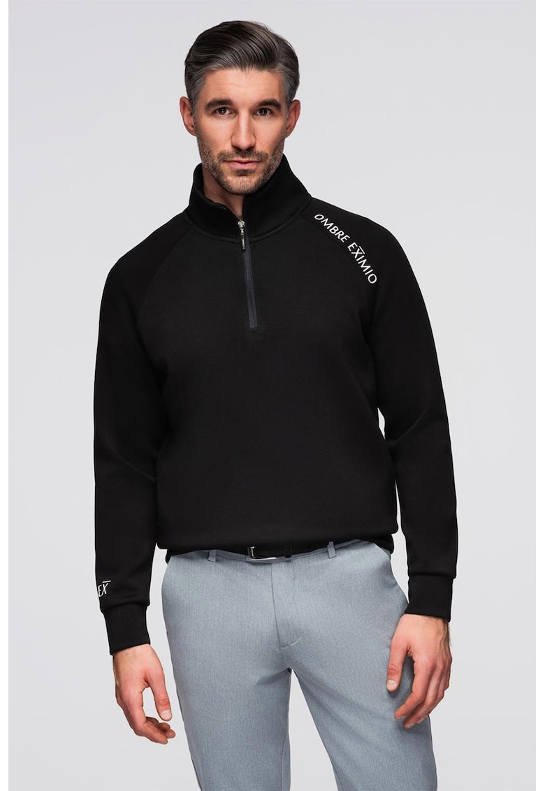 Bluza de trening cu fenta cu fermoar - Negru