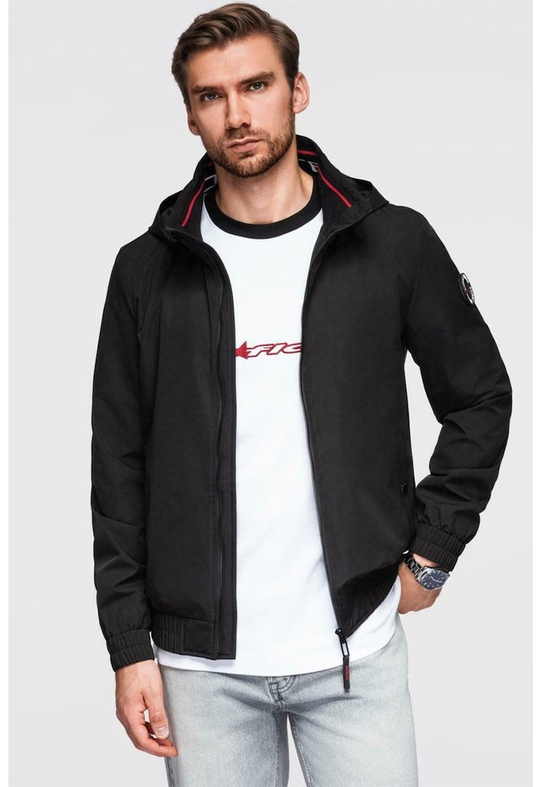 Jacheta cu guler inalt si fermoar - Negru