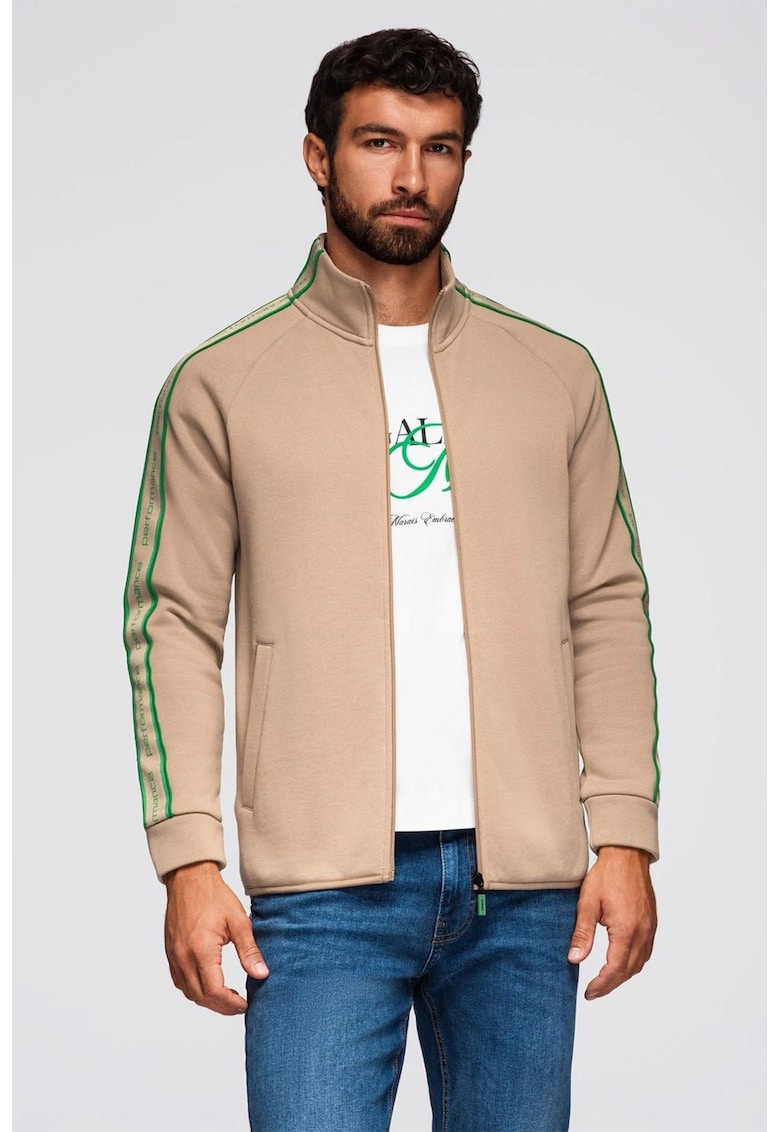 Bluza de trening cu fermoar si buzunare laterale - Bej
