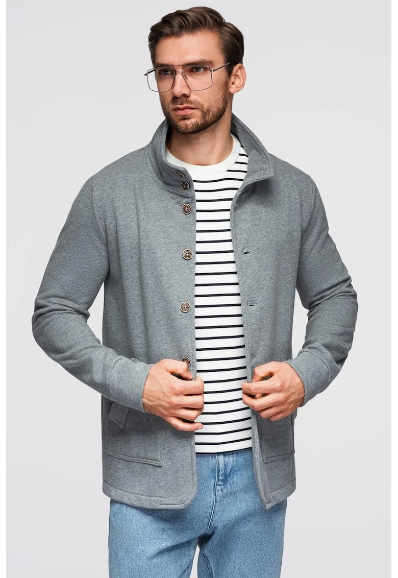 Jacheta cu buzunare laterale - Gri melange