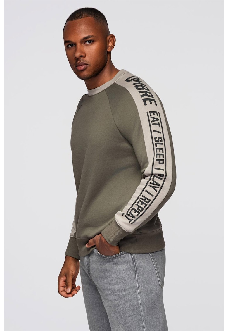 Bluza de trening regular fit cu decolteu la baza gatului - Verde sparanghel