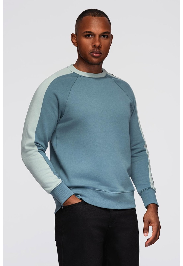 Bluza de trening regular fit cu decolteu la baza gatului - Albastru prafuit
