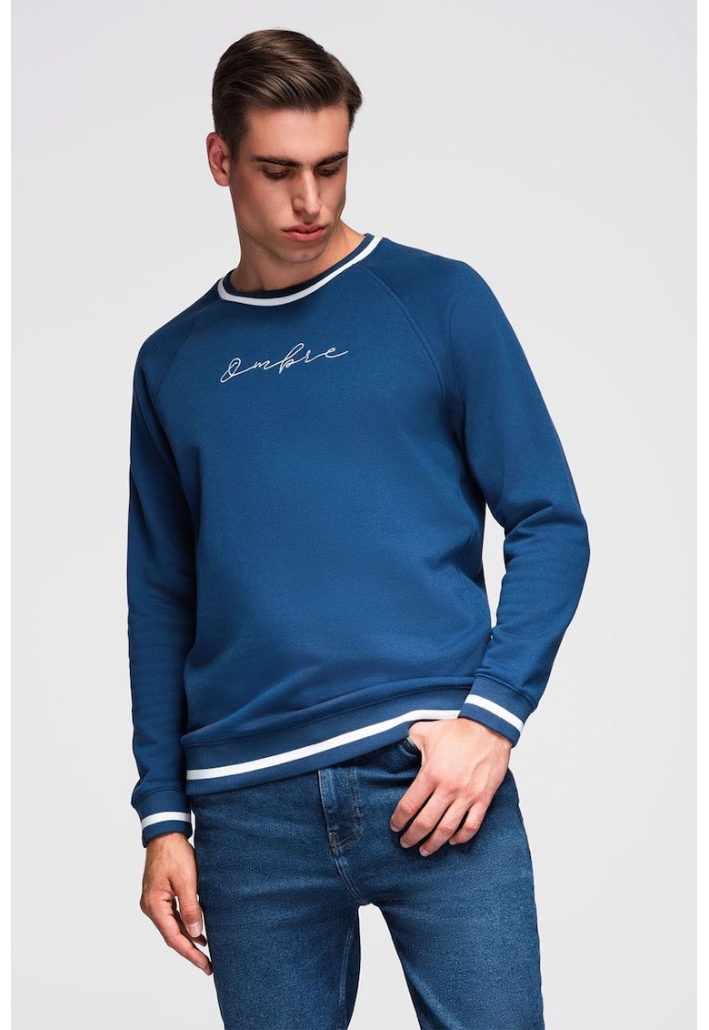 Bluza de trening cu maneci raglan si logo - Albastru petrol