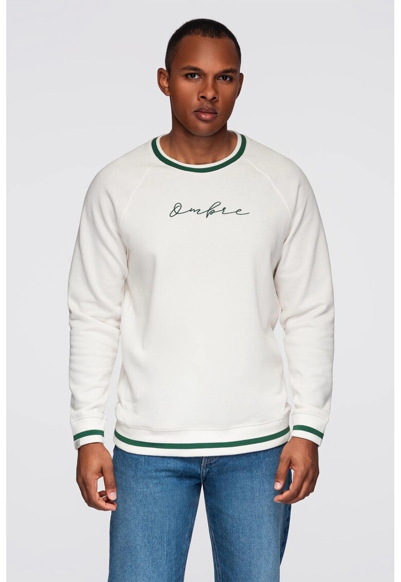 Bluza de trening cu maneci raglan si logo - Alb/Verde